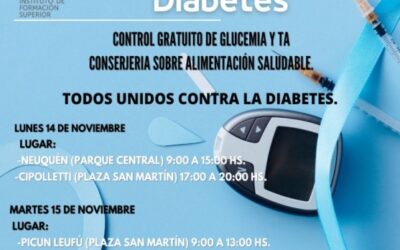 IFSSA en el día Mundial de la Diabetes 14 de noviembre te invita a un control de glucemia y consejería sobre alimentación saludable.